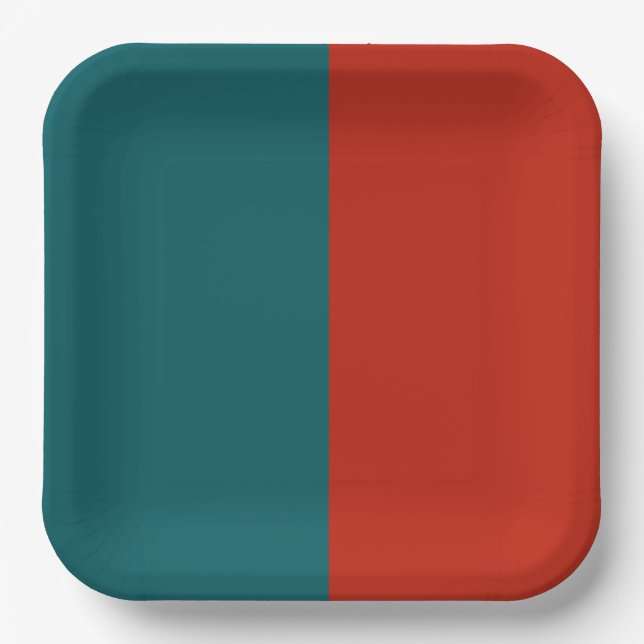 Aquamarin und gebrannt Orange Pappteller (Vorderseite)