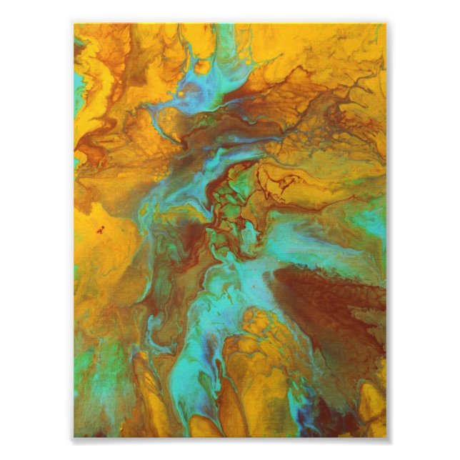 Aquamarin und gelb abstrakt fotodruck (Vorne)