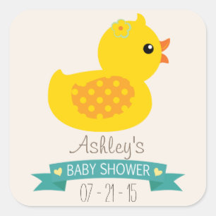 Aquamarin- und Gelbente, Ente; Babydusche Quadratischer Aufkleber