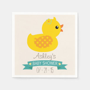 Aquamarin- und Gelbente, Ente; Babydusche Serviette