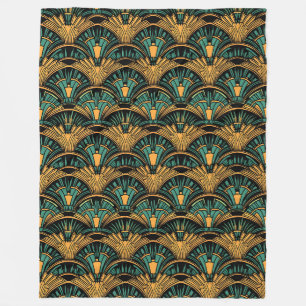 Aquamarin und Gold Art Deco Fleecedecke