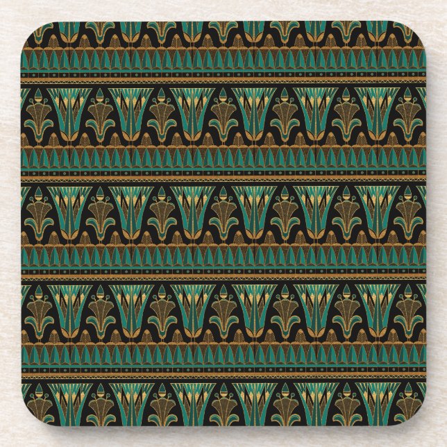 Aquamarin und Gold Art Deco Getränkeuntersetzer (Vorderseite)