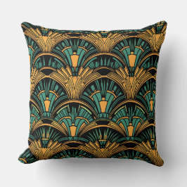 Aquamarin und Gold Art Deco Kissen