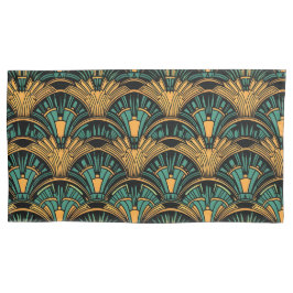 Aquamarin und Gold Art Deco Kissenbezug