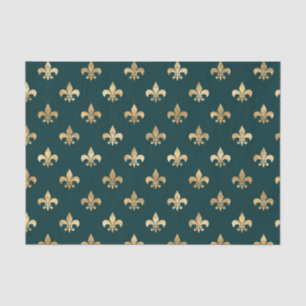 Aquamarin und Gold Fleur-de-lis Seidenpapier