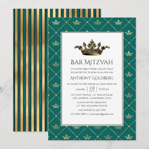 Aquamarin und Gold Heraldic Bar Mitzvah Einladung