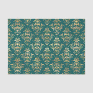 Aquamarin und Gold Vintag Seidenpapier