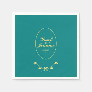 Aquamarin- und Goldhochzeit Serviette