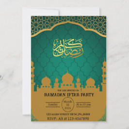 Aquamarin- und Goldmuslimisch-Ramadan Iftar-Party Einladung