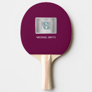 Aquamarin und grau Monogramm, Silbername, Silberna Tischtennis Schläger
