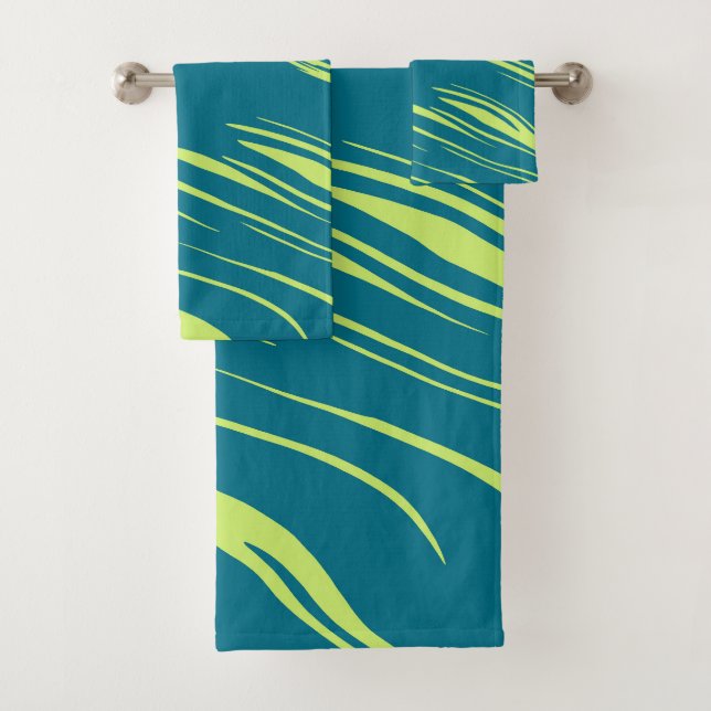 Aquamarin und grün abstrakt badhandtuch set (Insitu)