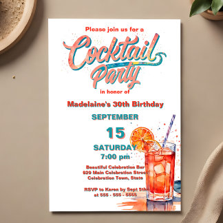 Aquamarin und korallenfrisch Erfrischend Cocktail  Einladung