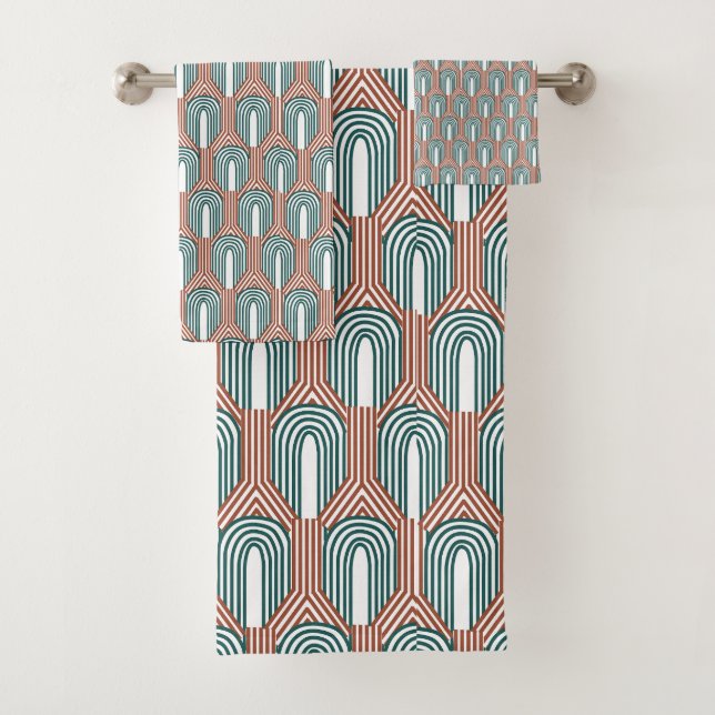 Aquamarin und Kupfer Badhandtuch Set (Insitu)