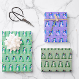 Aquamarin und Lila grün Geschenkpapier Set