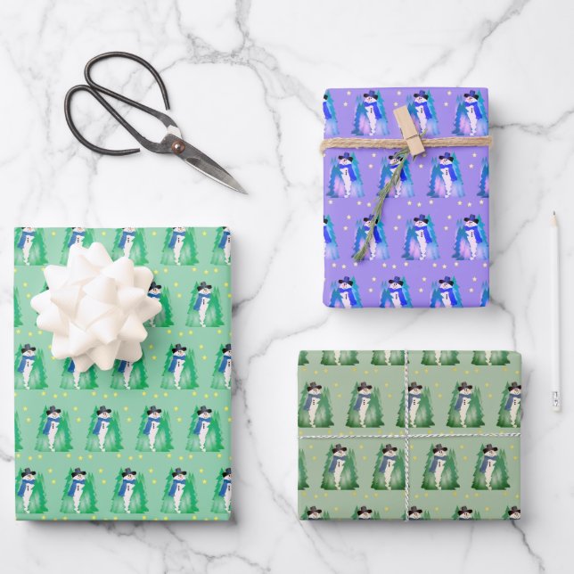 Aquamarin und Lila grün Geschenkpapier Set (Vorderseite)