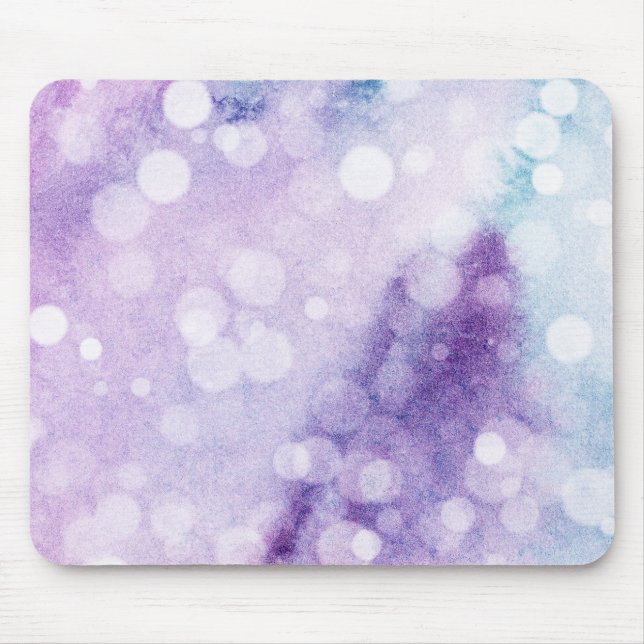 Aquamarin und Lila Rainbow Bokeh Wasserfarbe Mousepad (Vorne)
