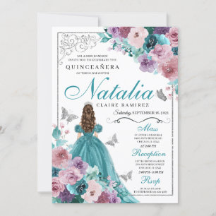 Aquamarin und Mauve Ocean Sunset Princess Quincean Einladung