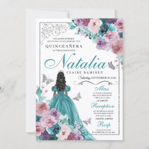 Aquamarin und Mauve Ocean Sunset Princess Quincean Einladung