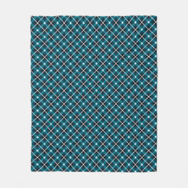 Aquamarin- und Navy-Geometric-Grid-Muster Fleecedecke