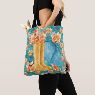 AQUAMARIN- UND ORANGE-WASSERFALL-BLUME REGENBOOTE TASCHE
