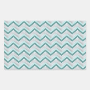 Aquamarin und Perlen ZigZag Rechteckiger Aufkleber