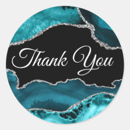 Aquamarin und Silver Agate Vielen Dank Runder Aufkleber