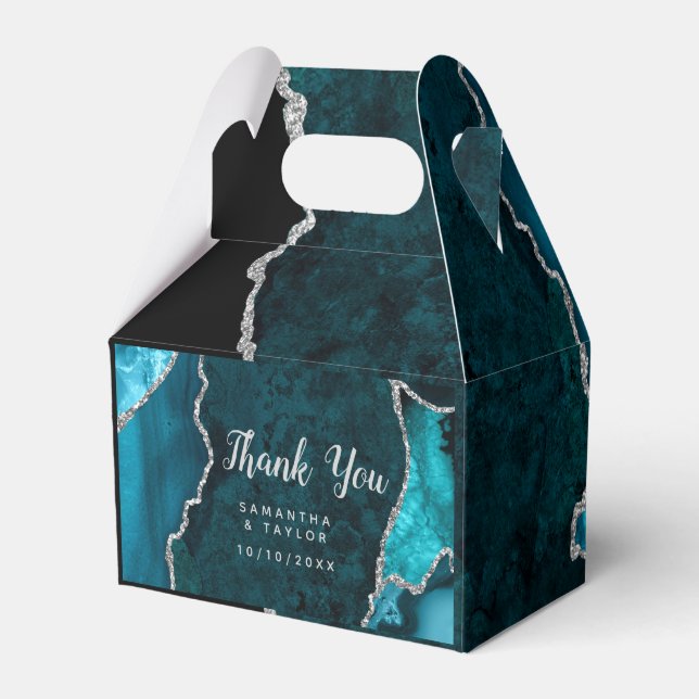 Aquamarin und Silver Agate Wedding Vielen Dank Geschenkschachtel (Vorderseite)