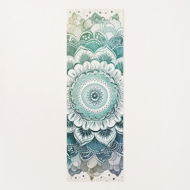 Aquamarin und türkis Mandala Yogamatte (Vorderseite)