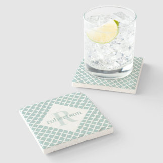 Aquamarin und weiß geometrisch Modernität Mit Mono Steinuntersetzer