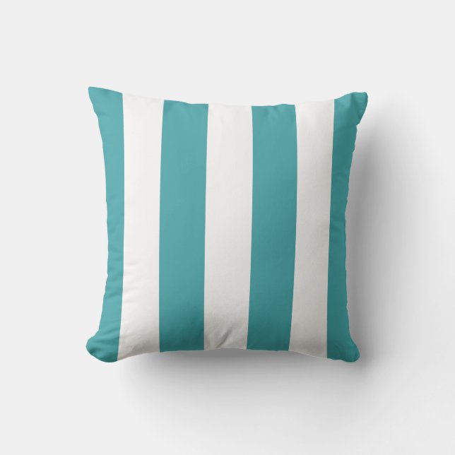 Aquamarin und weiß gestreift kissen (Vorderseite)