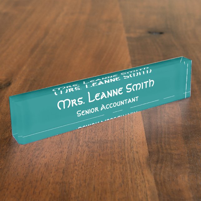 Aquamarin und weiß namensplakette (Seite)