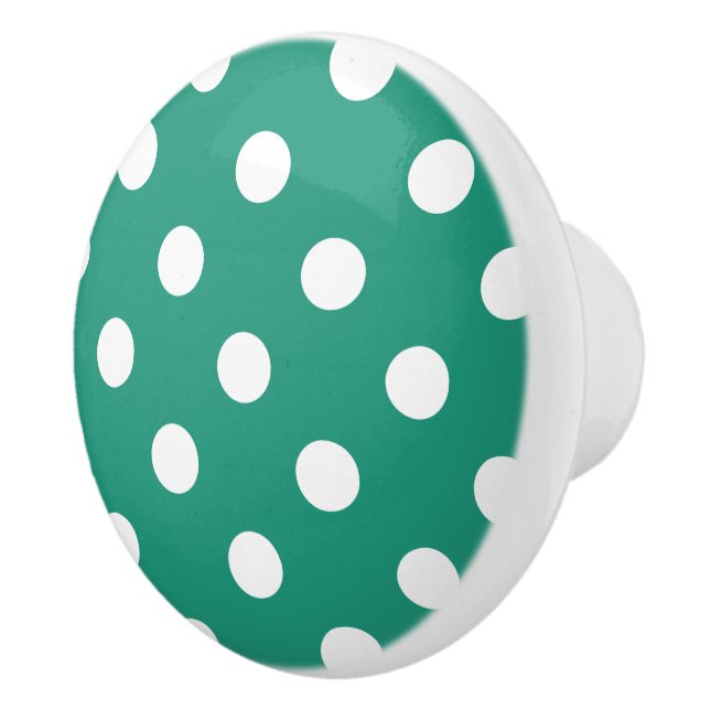 Aquamarin- und weiße Polka-Punkte-Schublade Keramikknauf (Rechts)