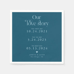 Aquamarin unsere Liebe Story Retro Wedkin Napkin Serviette