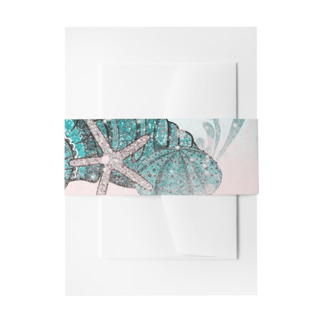Aquamarin unter den Muscheln Strand Sweet 16 Party Einladungsbanderole (Vorderseite Beispiel)