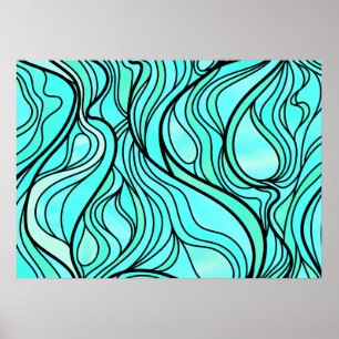 Aquamarin verkettetes Glas Abstrakt Poster