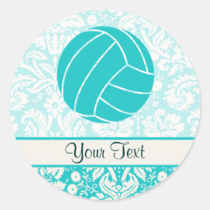 Aquamarin Volleyball Runder Aufkleber