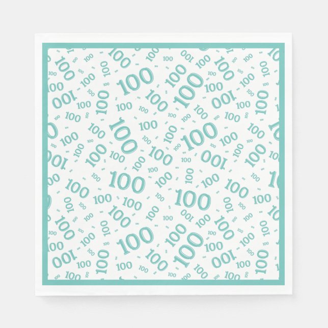 Aquamarin/weiß 100 Muster für zufällige Zahlen Serviette (Vorderseite)