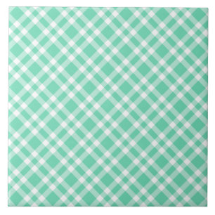 Aquamarin weiß kariertes Muster Fliese