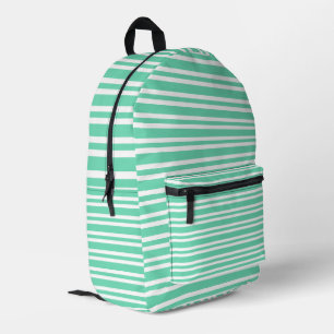 Aquamarin Weiß Streifen Muster Bedruckter Rucksack