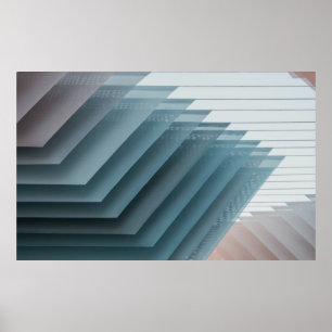 Aquamarin-weiße Digitaltapete Poster