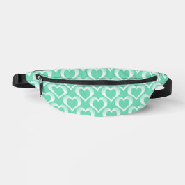 Aquamarin Weiße Herzen Muster Bauchtasche