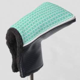 Aquamarin Weiße Herzen Muster Golf Headcover