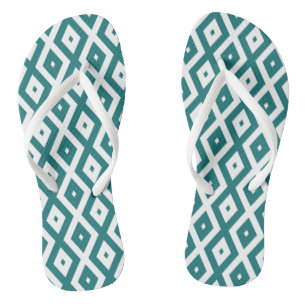 Aquamarin-weiße Rautenmuster Flip Flops