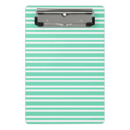 Aquamarin Weiße Streifen Muster Mini Klemmbrett