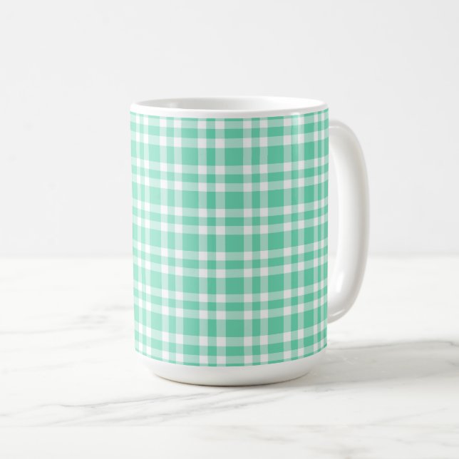 Aquamarin-weißes Karomuster Kaffeetasse (VorderseiteRechts)
