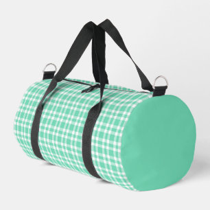 Aquamarin weißes Karomuster Klein Duffle Bag