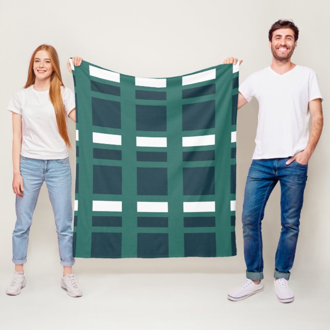 Aquamarin White Blue Karo Kariert Bauernhof Fleecedecke (Beispiel)