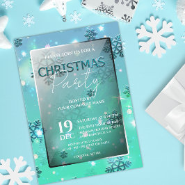 Aquamarin Winter Wonderland Weihnachten Party Einladung