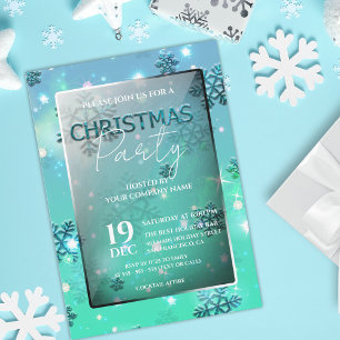 Aquamarin Winter Wonderland Weihnachten Party Einladung