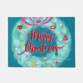 Aquamarin Wreath Retro Weihnachten Fußmatte